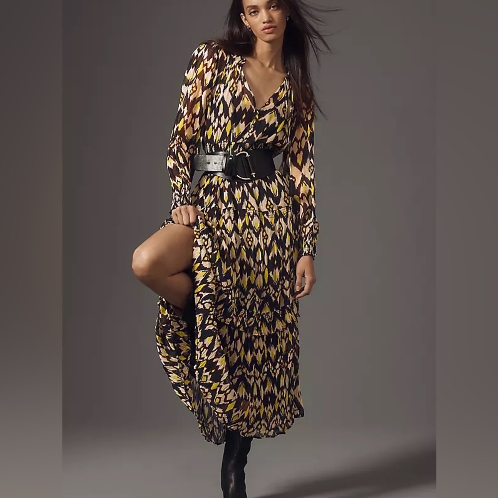 Anthropologie The Marais Printed Chiffon Maxi Dress In Assorted